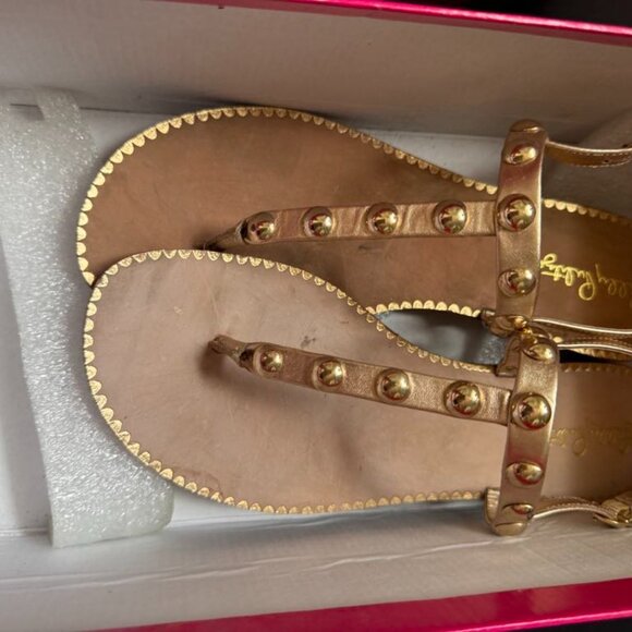 New Lilly Pulitzer Metallic Gold Rita Thong Sandals Size 7 - Picture 2 of 3